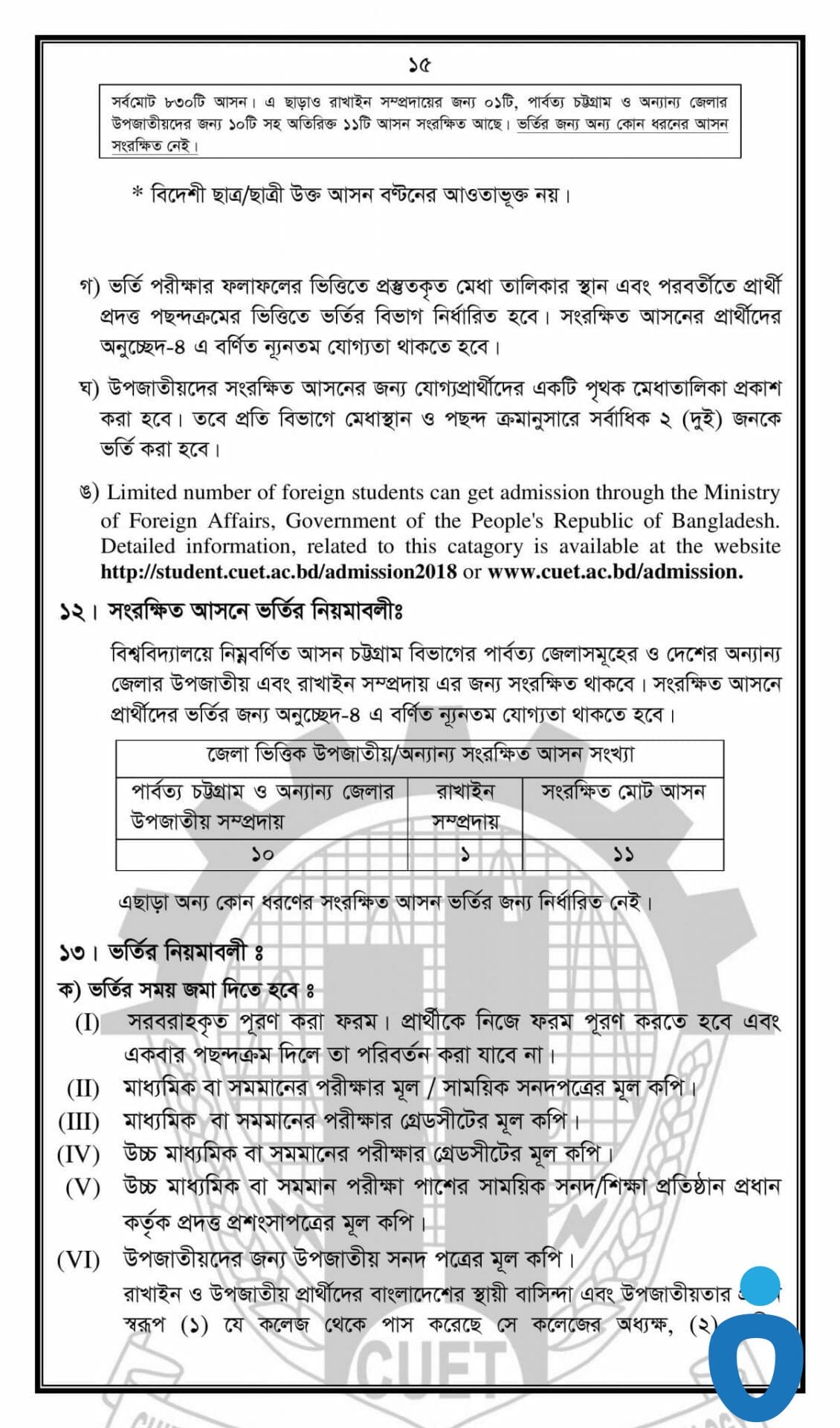 Chittagong University of Engineering and Technology Admission Guideline-14